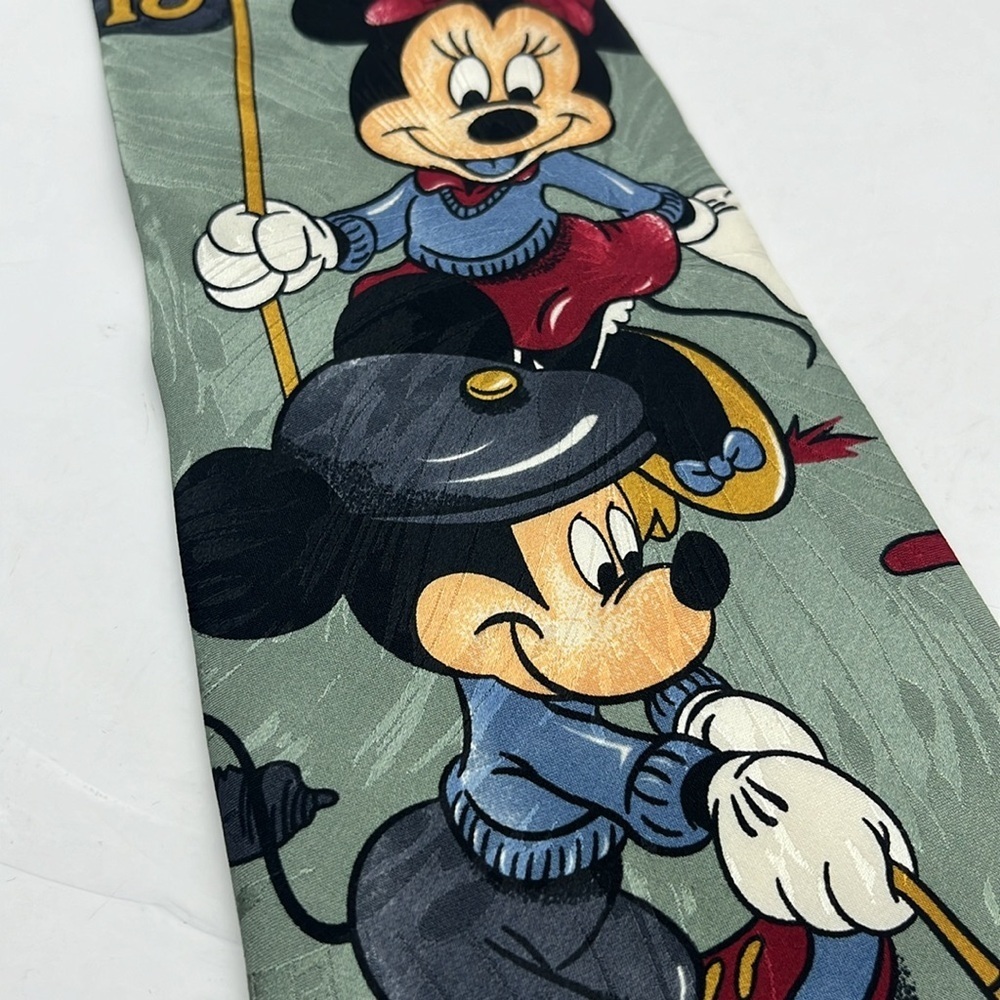 Disney 90s silk vintage golf tie Mickey Minnie Goofy rare - Picture 2 of 4